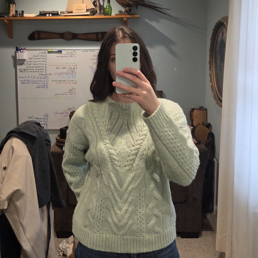 a new day Light Green Cable Knit Sweater